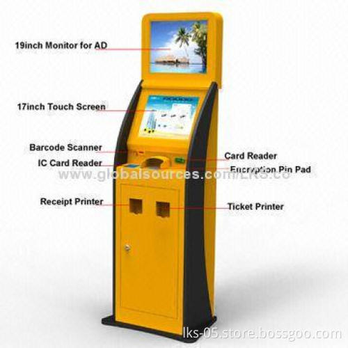 17-inch Touch Screen Kiosk with Credit Card Reader and Tickets Printer Functions